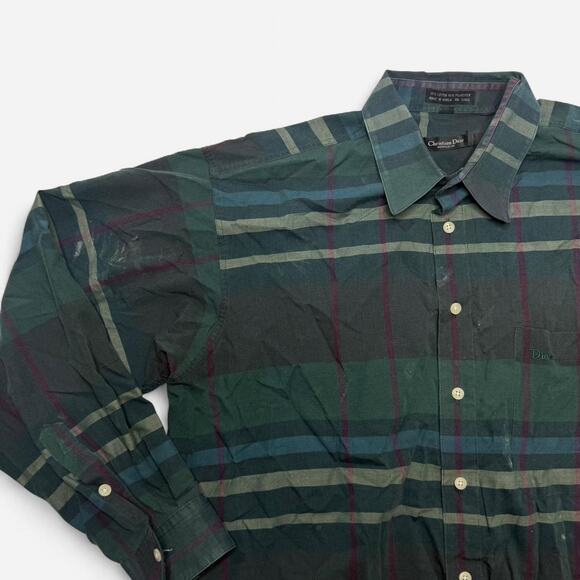 Christian Dior Monsieur Plaid Long Sleeve Button Down Shirt L - Picture 5 of 7